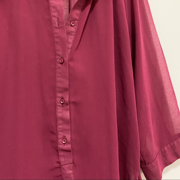 🛍 3/$45 Costa Blanca Sheer Maroon Blouse - Picture 6 of 6